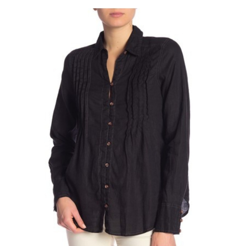FREE PEOPLE linen button down top